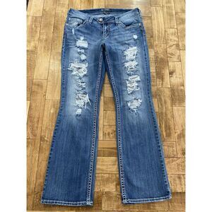 Silver Jeans Tuesday Distressed Bootcut Women’s Size 14 Blue Denim